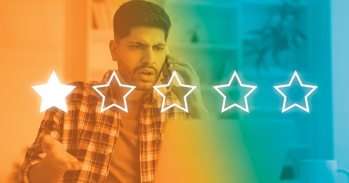 An unhappy customer gives a one-star rating to a brand that doesn't prioritize customer retention. 